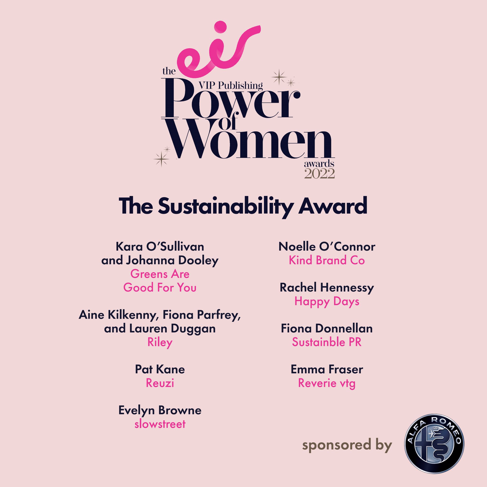 The eir VIP Publishing Power of Women Awards Nominees for the