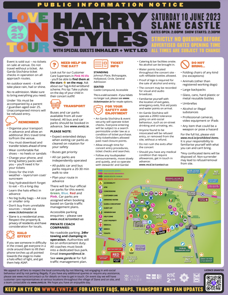 Slane Concert Layout Everything you need to know before heading to Harry Styles at Slane Castle